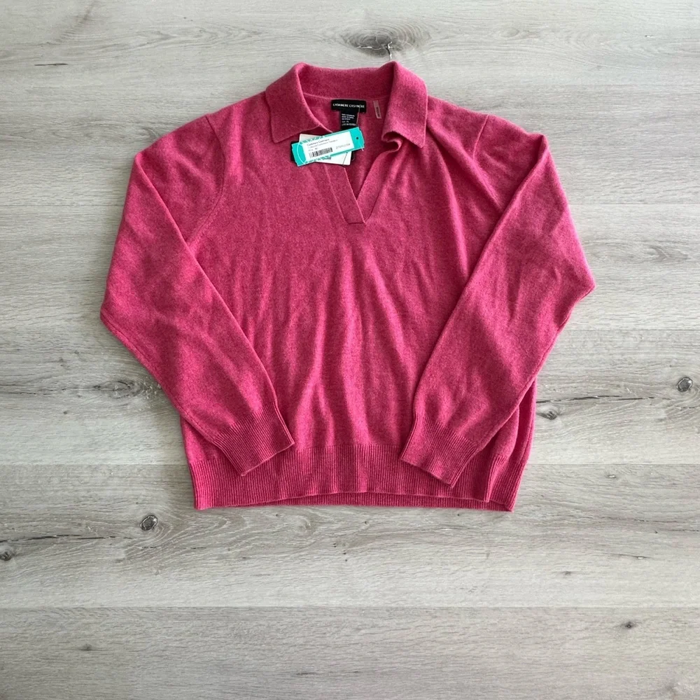 Cashmere Cashmere Candy Collared Cashmere Sweater Dark Pink XL STITCH FIX NWT_7